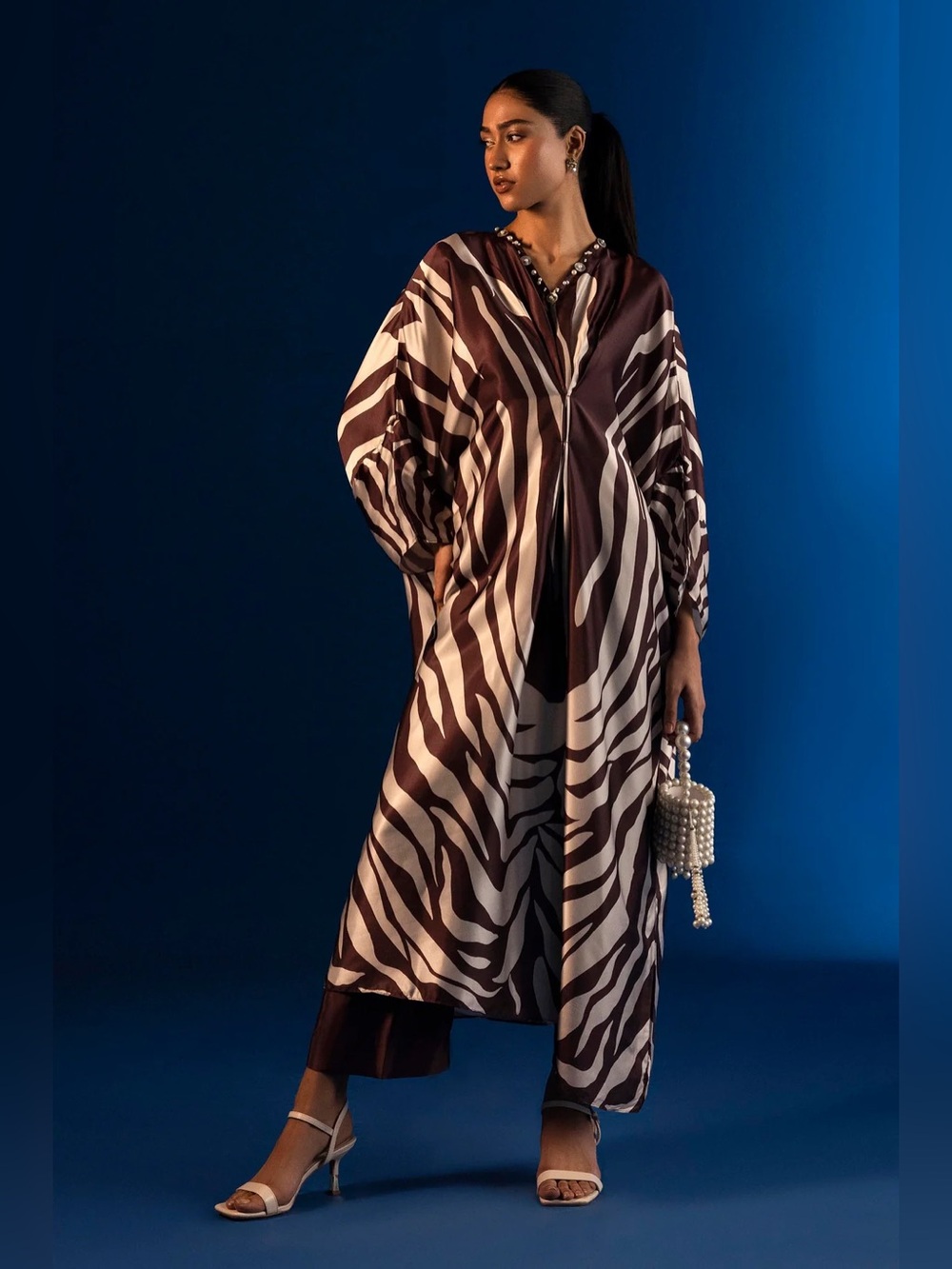 New! SANA SAFINAZ Zebra Kaftan and Pants